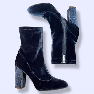 Sam Edelman Calexa Sock Blue Velvet Ankle Boot